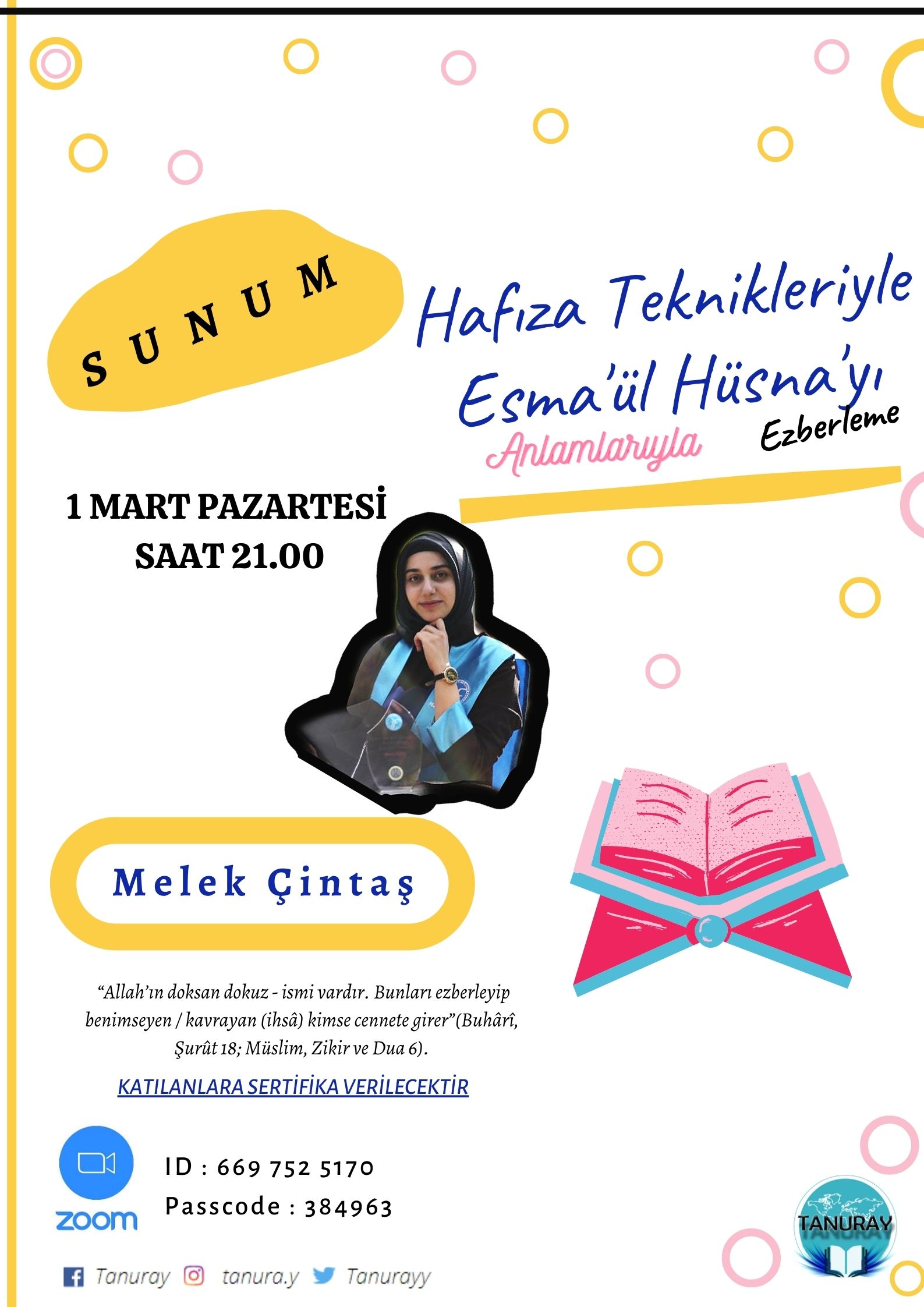 HAFIZA TEKNİKLERİ İLE ESMAÜL HÜSNA EZBERLEME/ÖĞRENME EĞİTİMİ